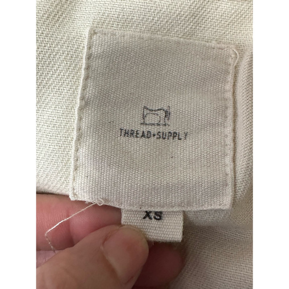 Thread + Supply cream yellow cropped button denim jacket size XS - Picture 3 of 10